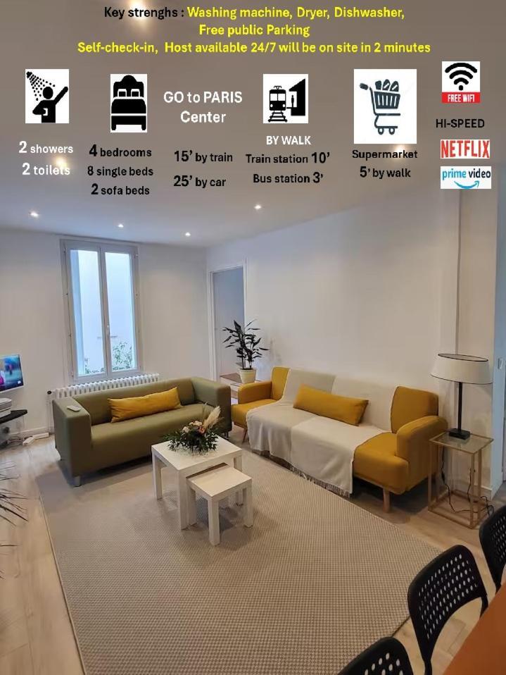 Maison Cosy 15 Mn Paris - Linges Hotel Confort Vitry-sur-Seine Eksteriør bilde